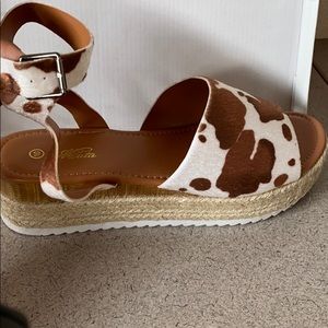 Cow print sandals